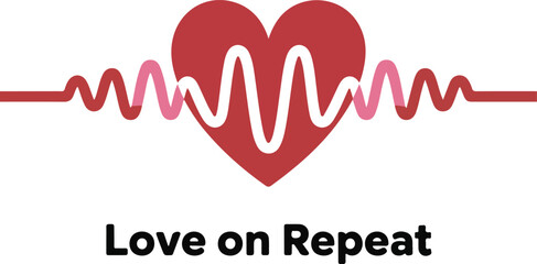 Love on repeat valentine s day t shirt flat vector design illustration isolated on transparent background