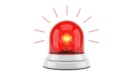3D Render of Red Flashing Warning Siren Light Alarm Illustration