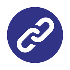 Blue circle with white interlocking chain link icon