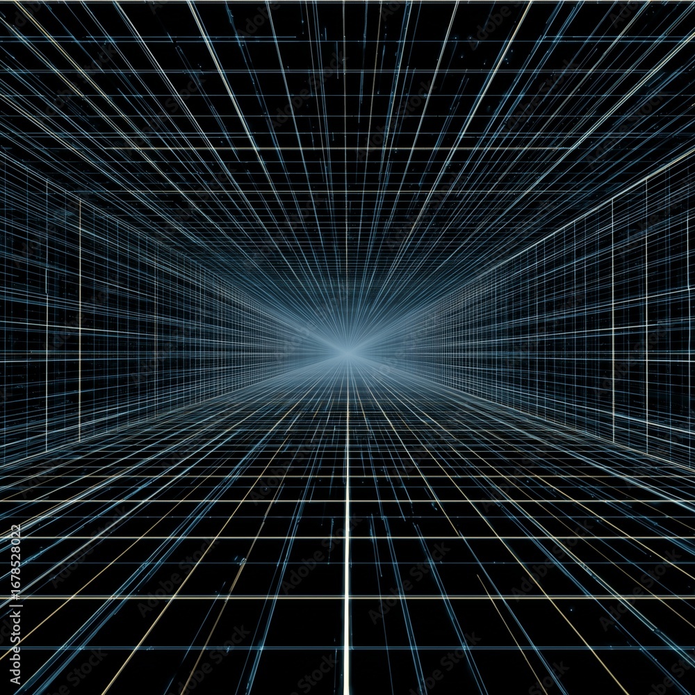Aufkleber abstract grid perspective: dive into an endless expanse of intersecting lines, forming a mesmerizing