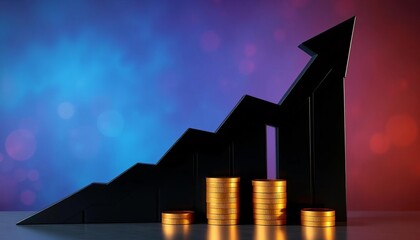 Black arrow graph soaring upward, symbolizing booming black-owned business profits,   African American business,   stock market