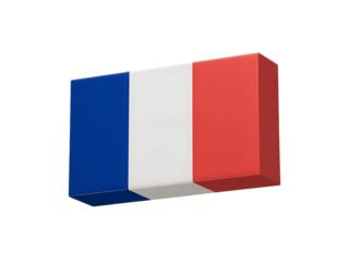 Three dimensional french flag with blue white and red stripes