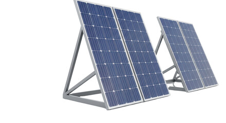 Two solar panels angled to collect sunlight isolated PNG with Transparent Background