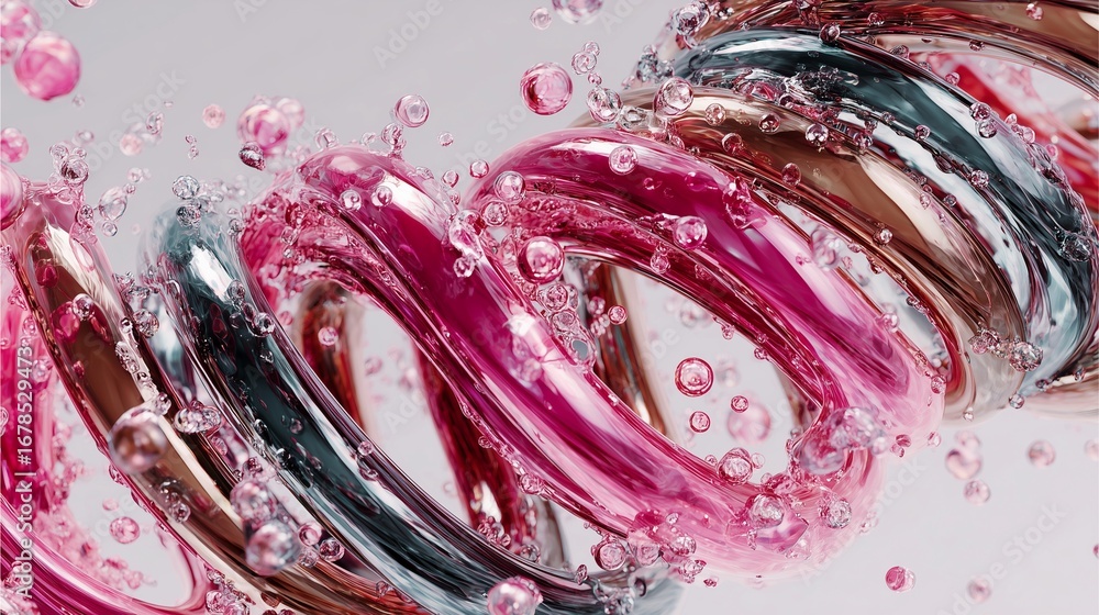 Poster dynamic helix: an artistic and evocative representation of a dynamic helix shape, swirled with iride