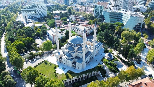 Aerial View of Namazgah Mosque in Tirana, Albania