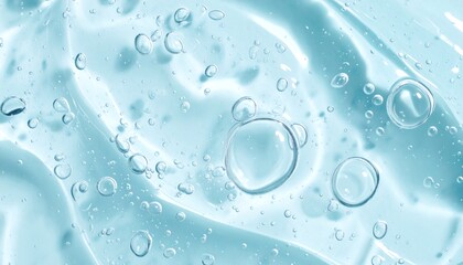 Clear liquid gel bubbles texture, highlighting hydration, freshness, and purity for skincare, cosmetics, serum, and beauty product advertisements.