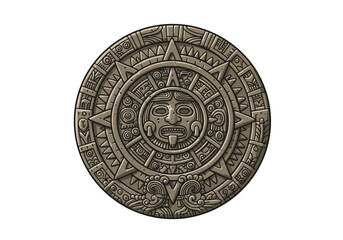Aztec sun stone carving
