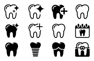 Dental Icons: Cleanliness, Health, Implants, and Orthodontics