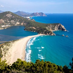 Panoramic coastal view of a secluded beach