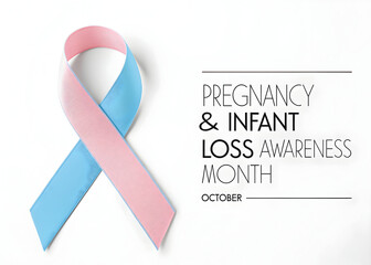 Pregnancy and infant loss awareness month with a pink and blue ribbon symbol