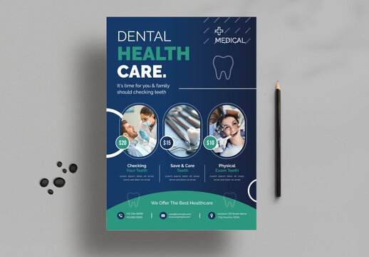 Dental Clinic Medical Healthcare Flyer Template Layout