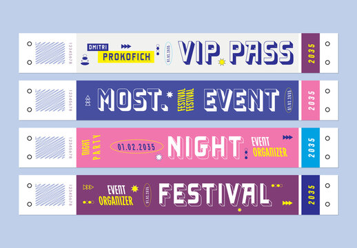 Event Wristband Design Collection with Gradient Colors