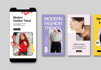 Fashion Social Media Story Template Set for Modern Clothing and Lifestyle Brand Promotion