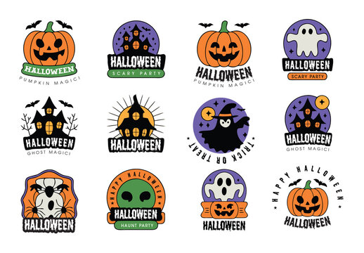 Halloween Badge Emblem Vector Design for Seasonal Party