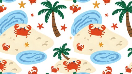 Naklejka premium Animal and forest cartoon patterns