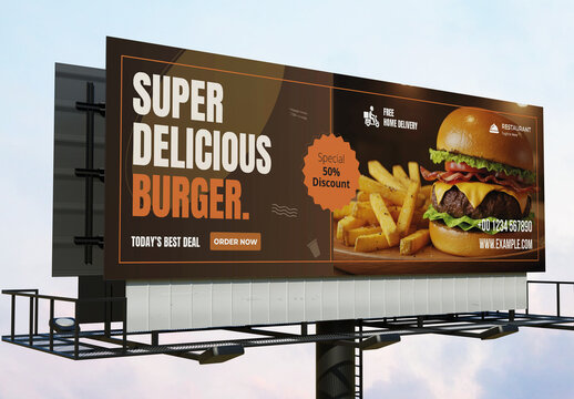 Restaurant Burger Fast Food Food Bilboard Design Template