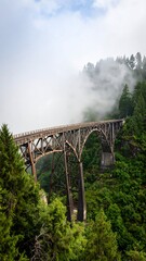 Fototapeta premium Misty mountain bridge
