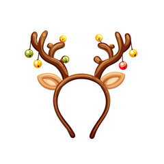 A fun and festive reindeer antlers headband with colorful Christmas ornaments, a playful and cheerful accessory for holiday parties and celebrations.
