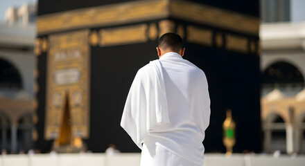 Muslim Pilgrim at the Kaaba, Mecca, Saudi Arabia