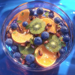 Vibrant fruit salad in a clear bowl
