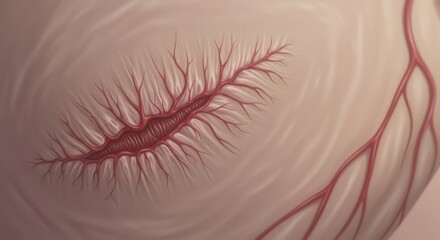 Artistic Illustration of a Healing Wound with Detailed Vein Structure
