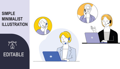 Simple vector illustration material of young woman operator