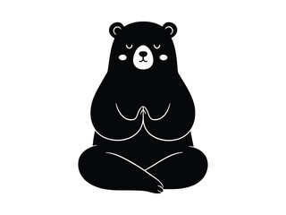 Cute cartoon bear in a calm yoga meditation pose