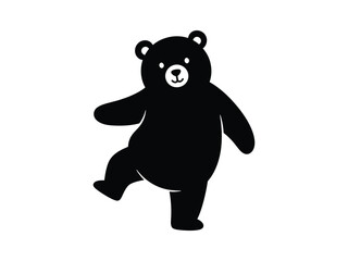 Playful Bear Character Icon Standing on One Leg