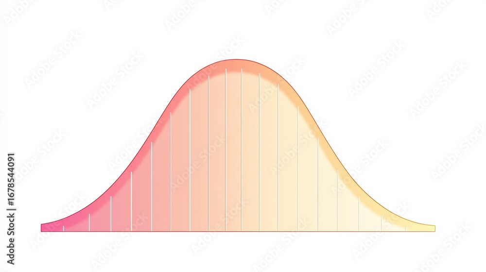 Poster a smooth, stylized curve representing a statistical distribution, likely a bell curve, showcasing va