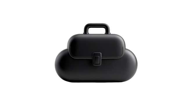 A dark gray or black briefcase-style case, 3D rendered