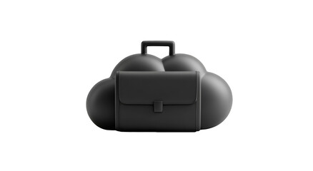 A dark gray briefcase, seemingly 3D model, nestled within a cloud shape