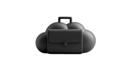 A dark gray briefcase, seemingly 3D model, nestled within a cloud shape