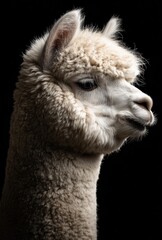 Obraz premium Close-up profile of a fluffy white alpaca