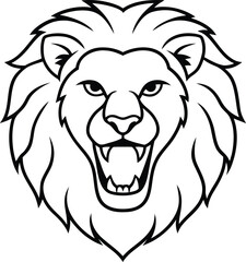 Fototapeta premium Vector art of roaring lion head illustration