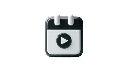 3D calendar icon with play button (3)