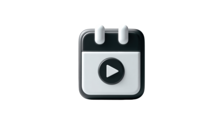 3D calendar icon with play button (3)