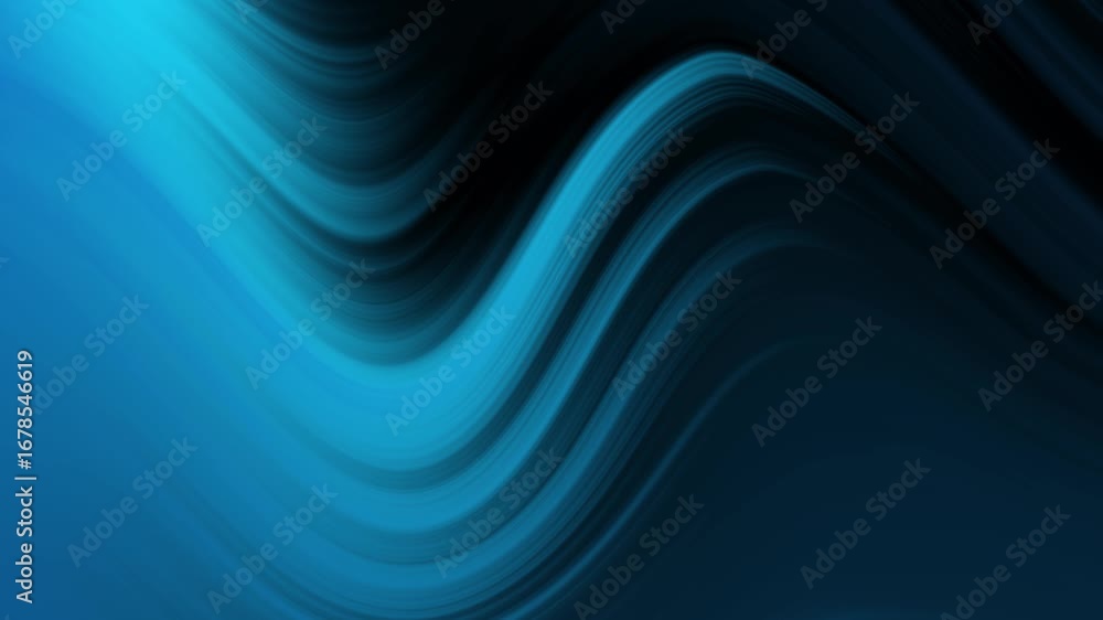 Poster abstract animated background with smooth flowing blue and black gradient waves creating a soft, eleg