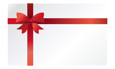 赤色のリボンのついたギフトカードのイラスト