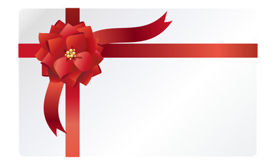 赤色のリボンのついたギフトカードのイラスト