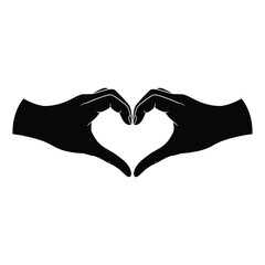Fototapeta premium Hands Forming Heart Shape Gesture Silhouette Illustration