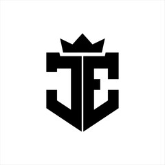 Obraz premium JE Vector image of a shield with a sharp geometric style and a pointed crown