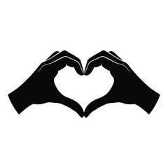 Fototapeta premium Silhouette Hands Forming Heart Shape Love Gesture Illustration
