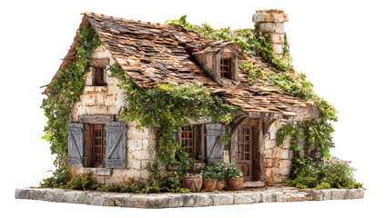 Detailed miniature rustic cottage