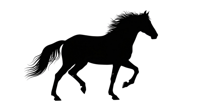 Horse trotting silhouette isolated PNG with Transparent Background