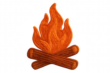 Knitted bonfire glowing against transparent backdrop, radiating warmth and autumnal comfort for seasonal crafting inspiration