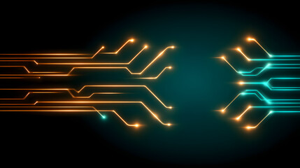 dark gradient with copper circuit lines and ai filter in abstract technology minimal digital tones