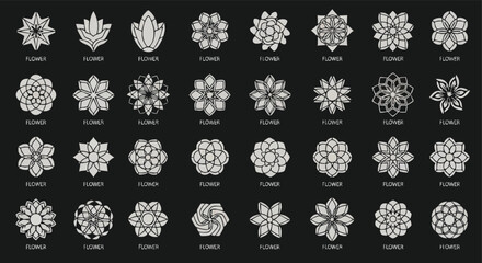 Elegant geometric floral emblems perfect for branding and design projects