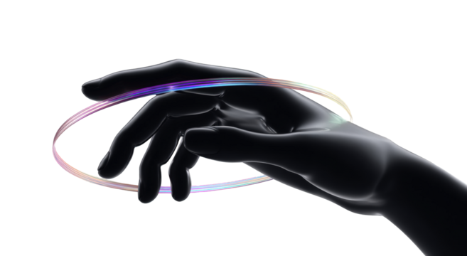 Abstract hand manipulating a luminous ring