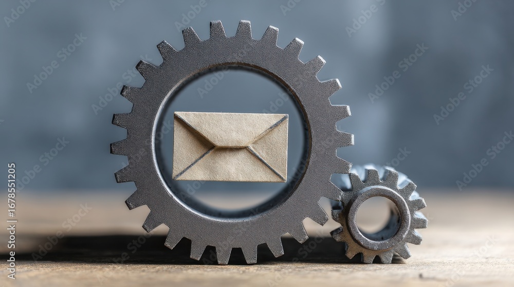 Poster classic clock and detailed clock face featuring gears representing the concept of time management an