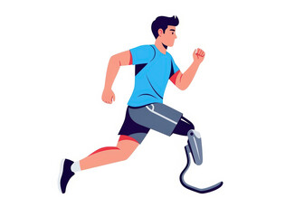 Obraz premium Athletic Man with a Prosthetic Leg Running in Sportswear Vector Illustration Isolated on a White Background
